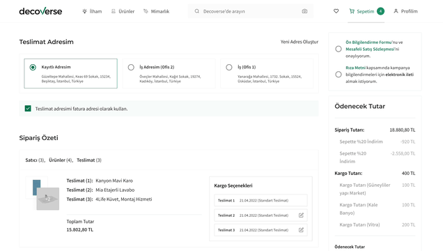 Shows gif of the checkout of Decoverse