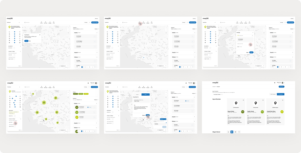 Screenshot showing the scenario 1 of user checking lifestyle of neighborhood with a flow of screenshots