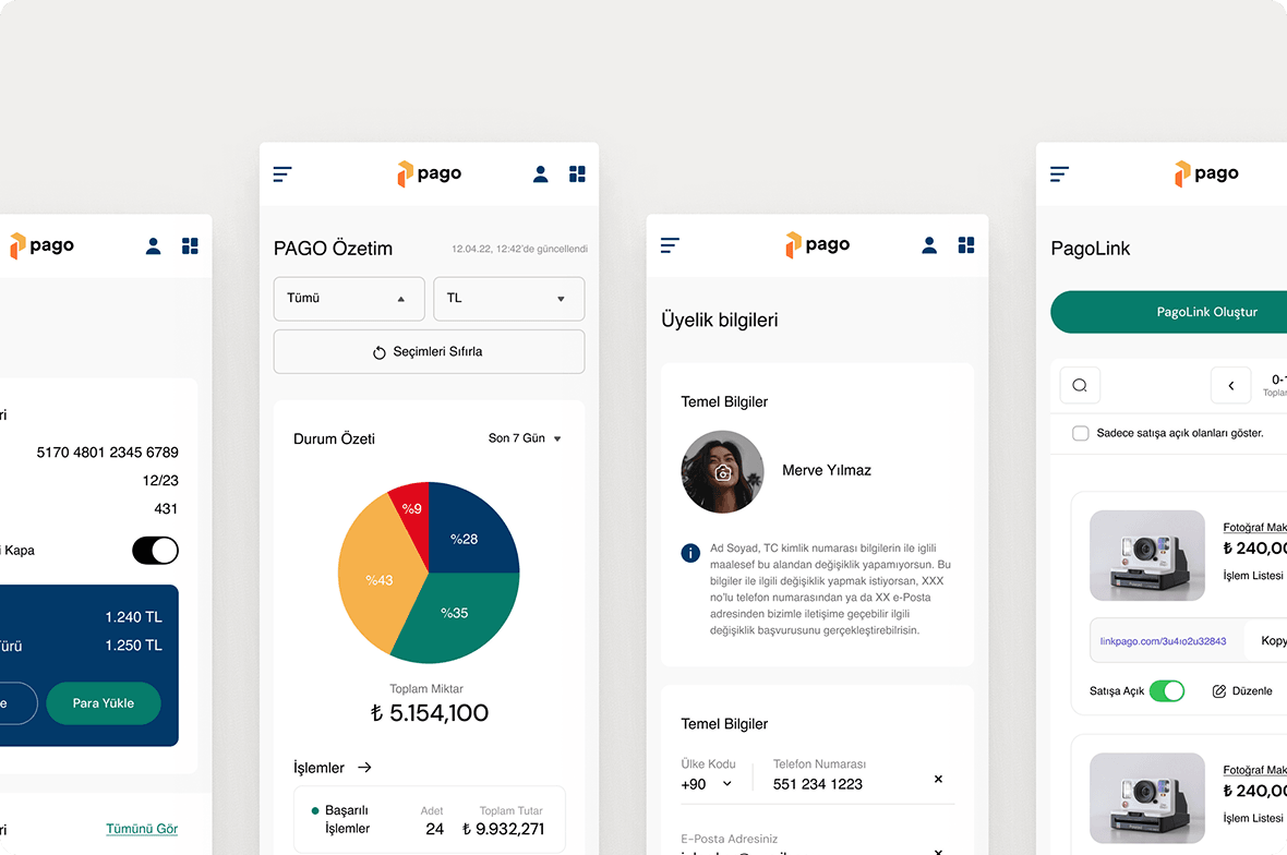 Mobilemockups showing screenshots from Pago project