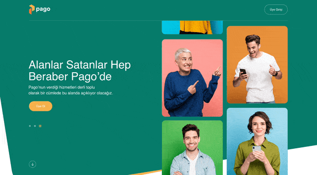 Shows gif of the landing page we did for Pago