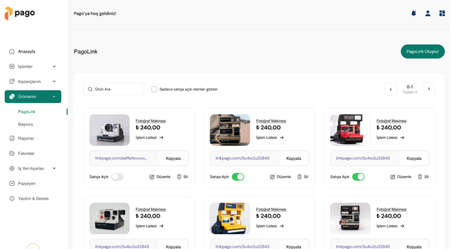 Shows gif of PagoLink page of Pago